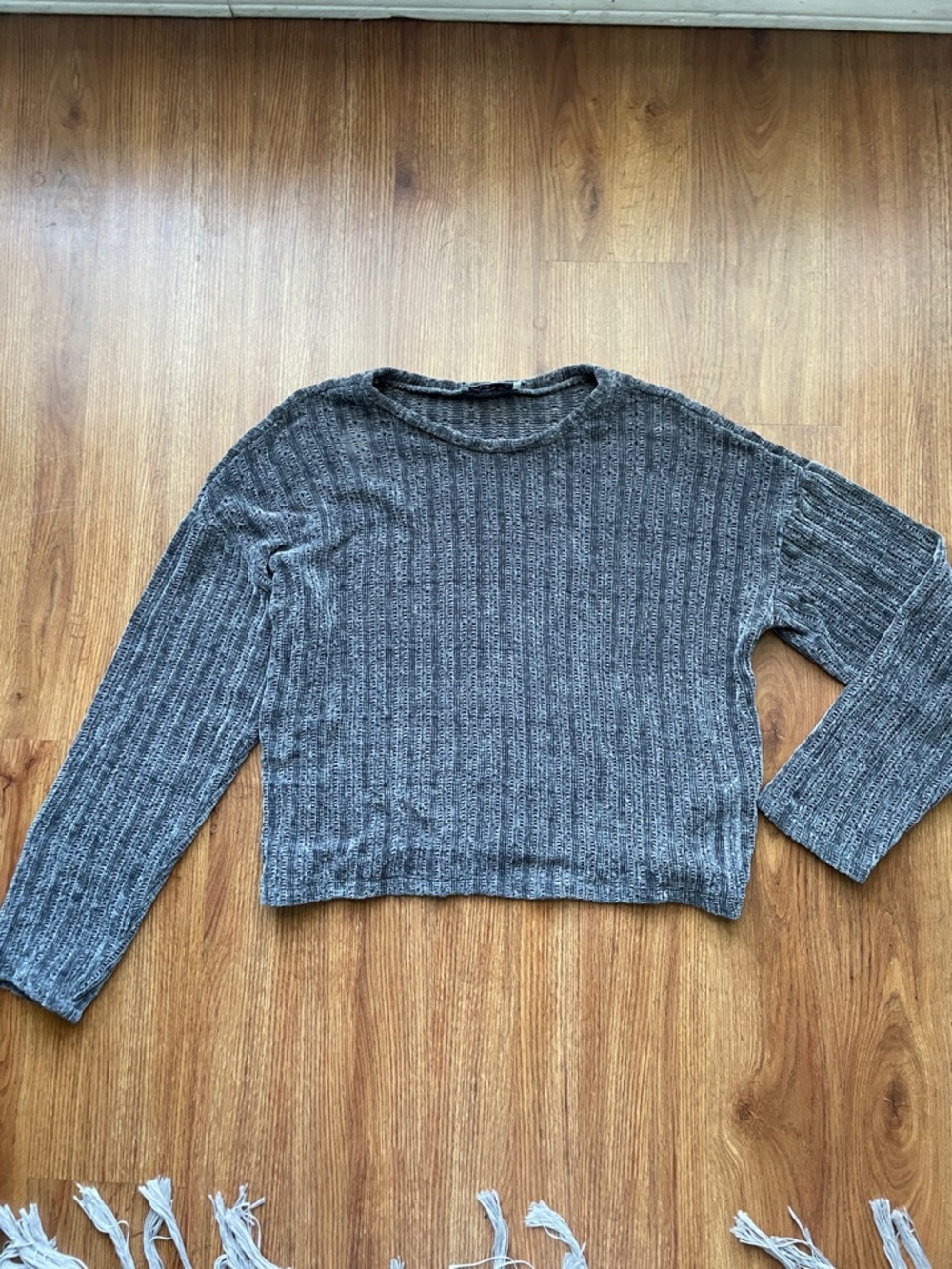 Hollister Ribbed Crewneck Sweater - Charcoal Gray